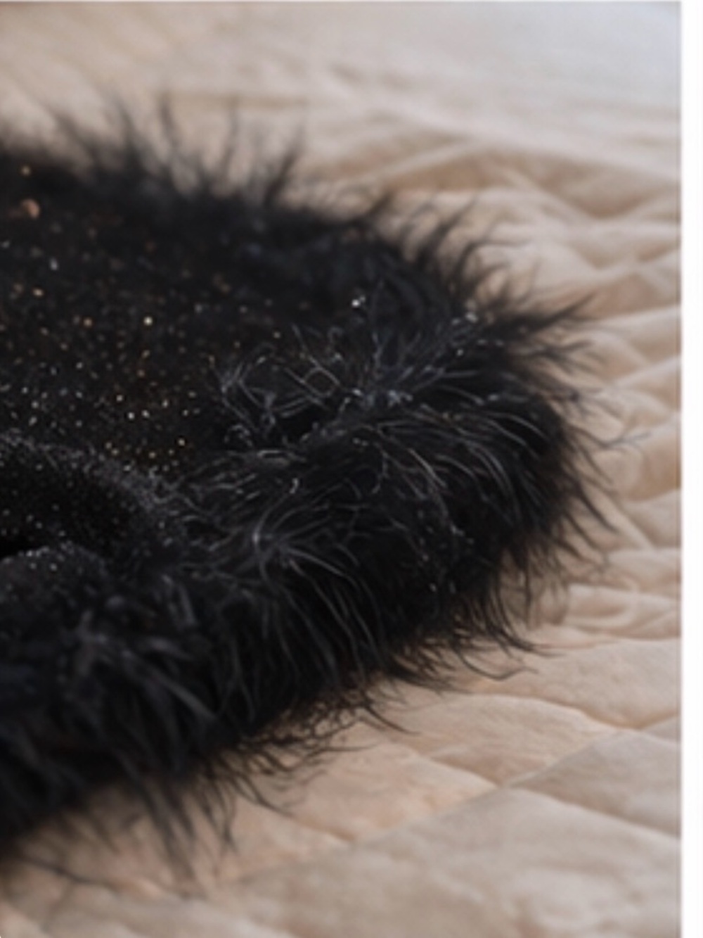 Windsor Black Sparkle Mini Dress with Feather Hem - Picture 3 of 6